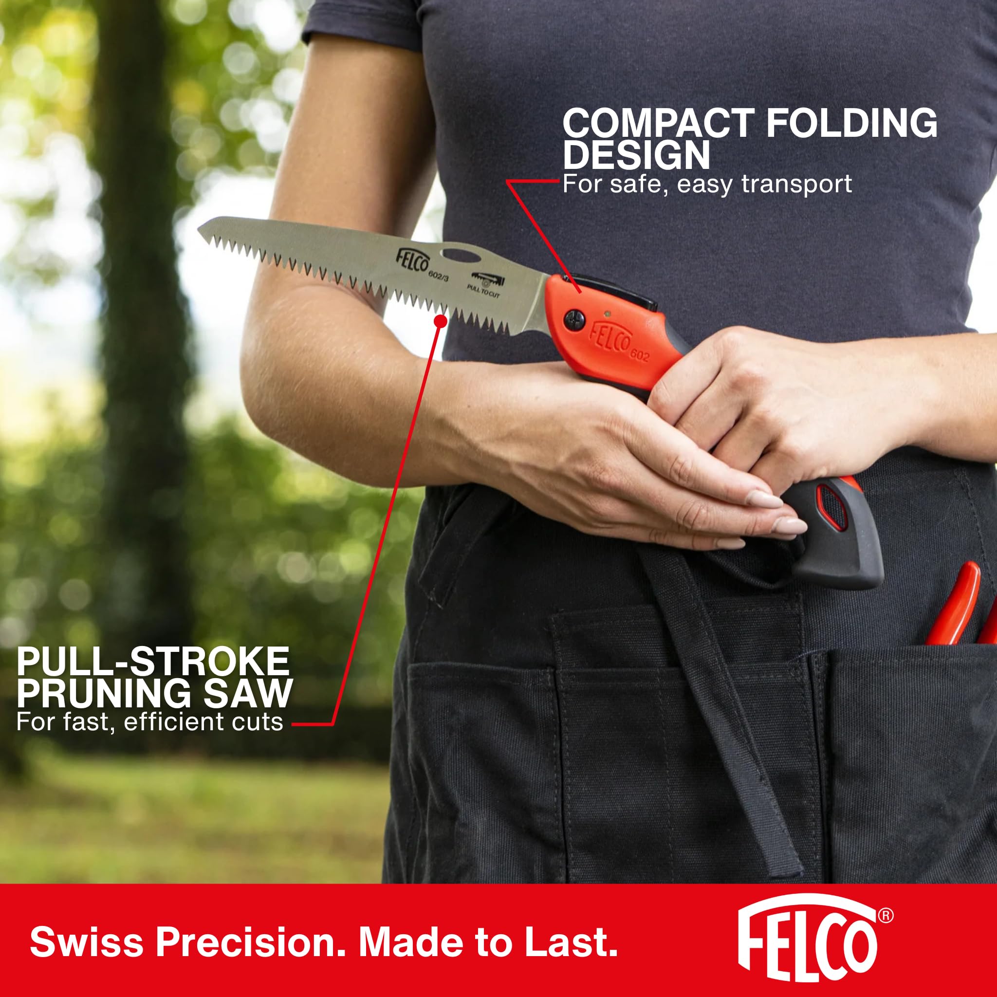 FELCO 602 Folding Pruning Saw – Compact Pull-Stroke Saw for Gardening & Vineyard Use | Tree Branch Cutter | Folding Handsaw with Chrome-Plated 6.3" Blade, Non-Slip Handle, Blade Lock, Swiss Precision - Image 7