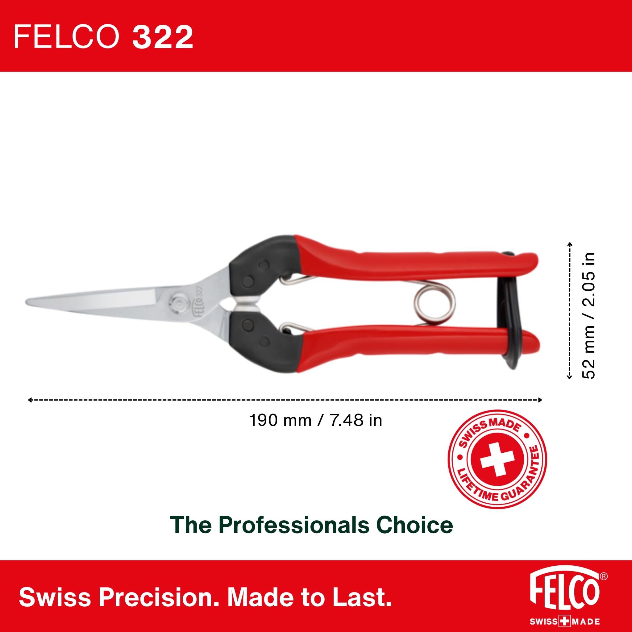 Felco F322 Pruning Snips – 9.84" Garden Clippers with Curved Blade & Rounded Tip | Pruning Shears for Gardening | Garden Snips and Pruners with Carbon Steel Blade, Sap Groove - Image 3